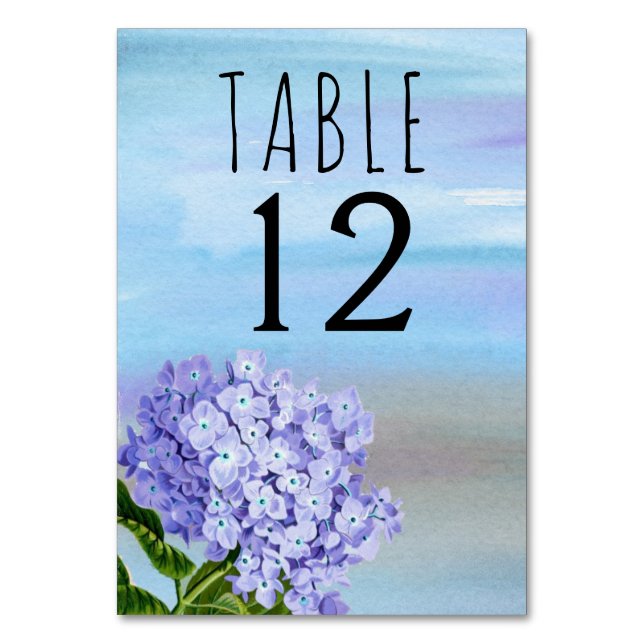 Numéro de table du mariage floral hydrangea bleu (Par défaut)