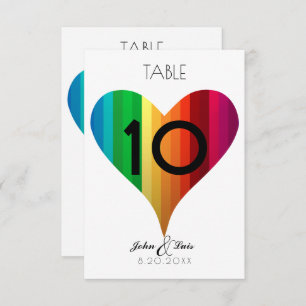 Numéro de table du Mariage Rainbow Heart
