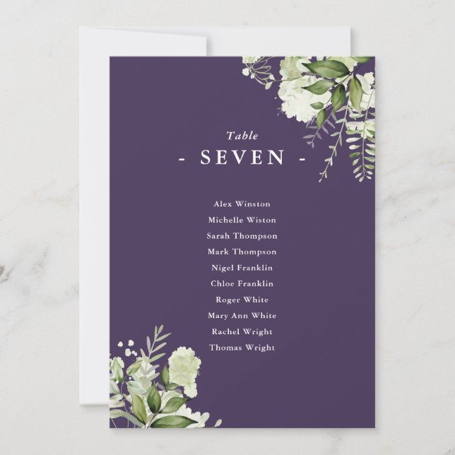 Numéro de table du plan de table de verdure violet (Devant)