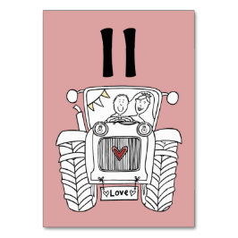 Numéro de table du tracteur de Mariage campagnard