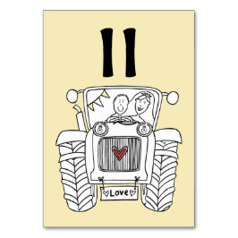 Numéro de table du tracteur de Mariage campagnard