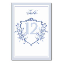 Dusty Blue Elegant Rose Vintage Crest Mariage