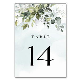 Numéro De Table Dusty Blue Eucalyptus Vert Mariage Succulent