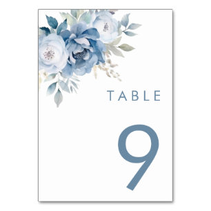 Numéro De Table Dusty Blue Florals Mariage d'hiver