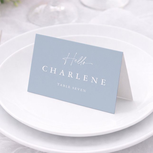 Numéro De Table Dusty Blue Folded Wedding Place Card (Créateur téléchargé)