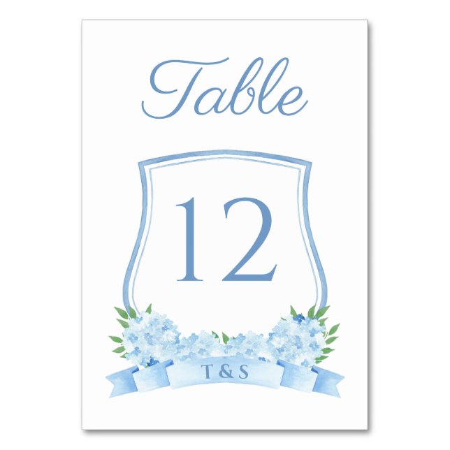 Numéro De Table Dusty Blue intemporel Hydrangea Crest Mariage (Par défaut)