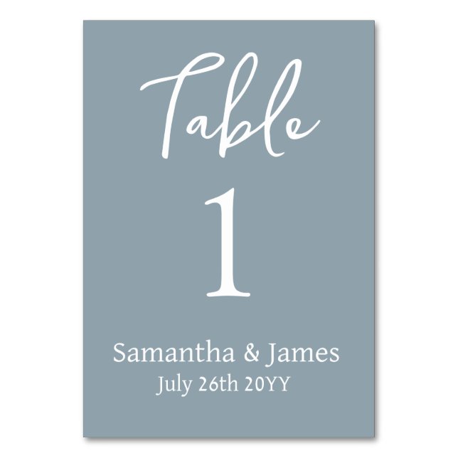 Numéro De Table Dusty Blue Modern Elegance Mariage (Dos)