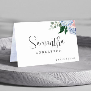Numéro De Table Dusty Blue Pastel Pink hydrangeas Nom d'hôte