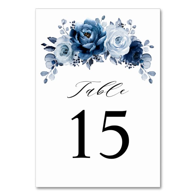 Numéro De Table Dusty Blue Slate Navy Floral Botanal Mariage (Par défaut)