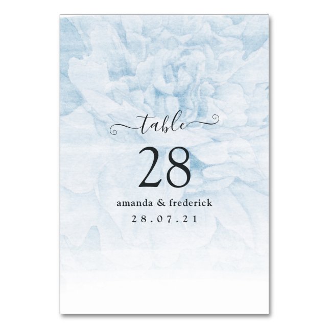 Numéro De Table Dusty Blue Watercolor Mariage (Par défaut)