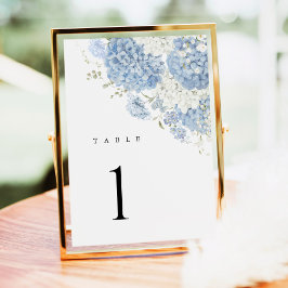 Numéro De Table Dusty Blue White Hydrangea Watercolor Table Number
