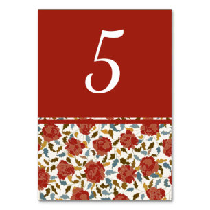 Numéro De Table Dusty Elegant Golden Red Rose Mariage