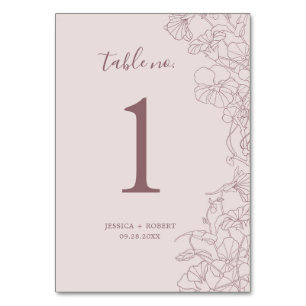 Numéro De Table Dusty Rose Mauve Floral Mariage