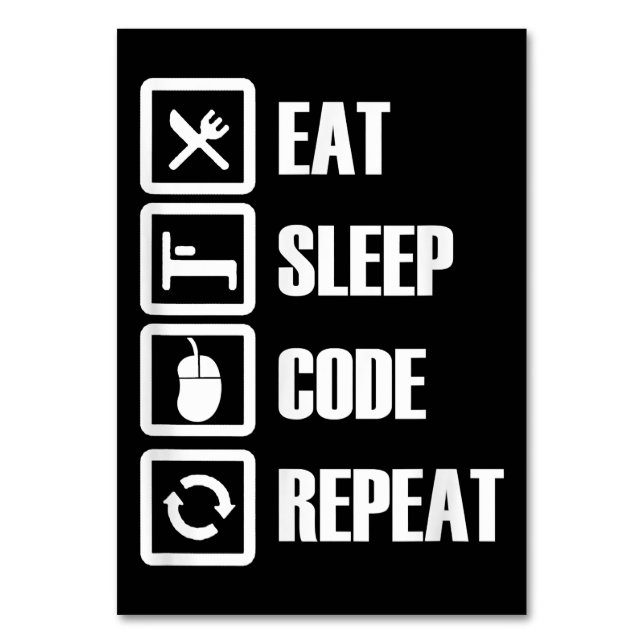 Numéro De Table Eat Sleep Code Répétition Coding Programmer Ingéni (Par défaut)