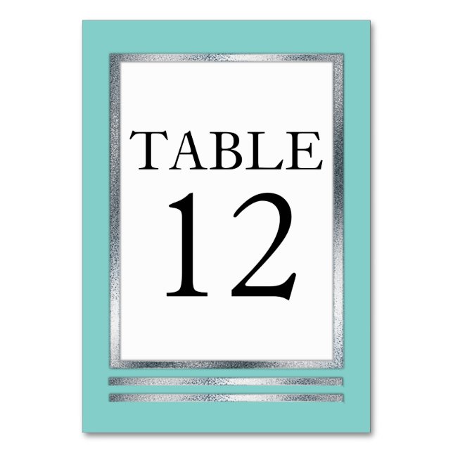 Numéro De Table Eau | ARGENT | Blanc Moderne Simple Élégant (Par défaut)
