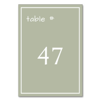 Numéro De Table Écriture Décontractée minimaliste verte Dusty