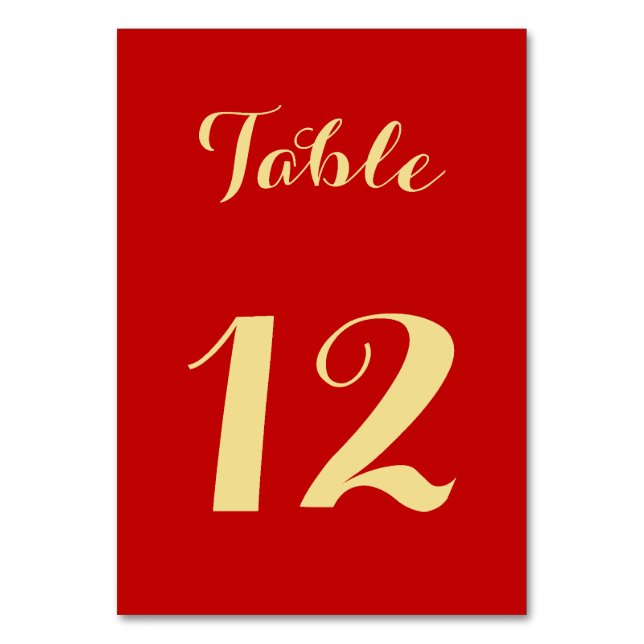 Numéro De Table Écriture élégante rouge fausse or stylée pour mari (Dos)