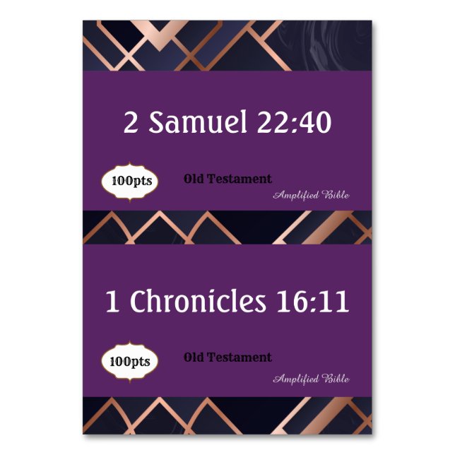 Numéro De Table Écriture pour le jeu (Dos)