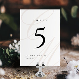 Numéro De Table Élégance Classique Papeterie de Mariage à Monogram