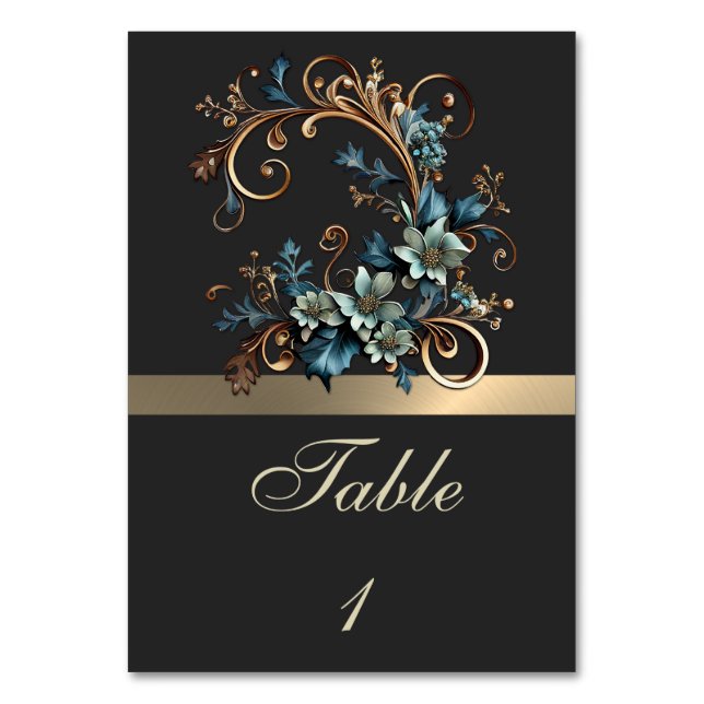 Numéro De Table Élégance florale dorée (Par défaut)