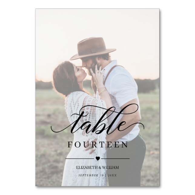 Numéro De Table Élégance Script Faux Vellum Effet Mariage photo (Par défaut)