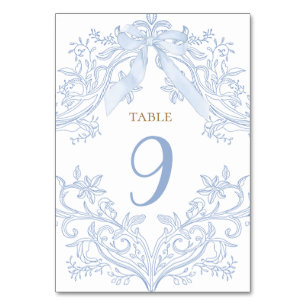 numéro de table élégant à l'aquarelle bleue