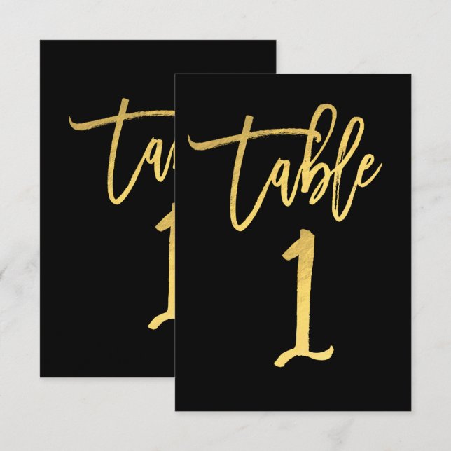 Numéro de table élégant à motif feuille d'or et éc (Devant / Derrière)