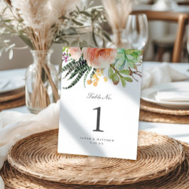 Numéro De Table Elégant aquarelle Succulent | MARIAGE