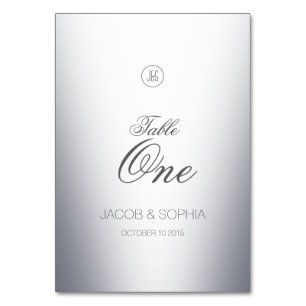 Numéro De Table Élégant argent monogramme
