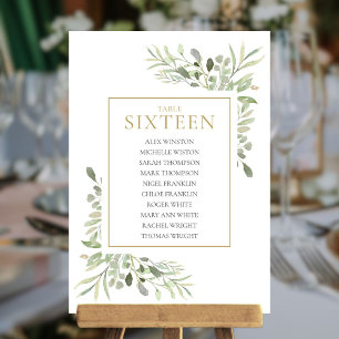 Numéro de table élégant avec verdure 16 Plan de ta