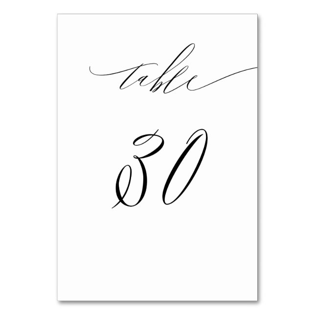 Numéro De Table Élégant blanc noir moderne Script n° 30 Mariage (Par défaut)