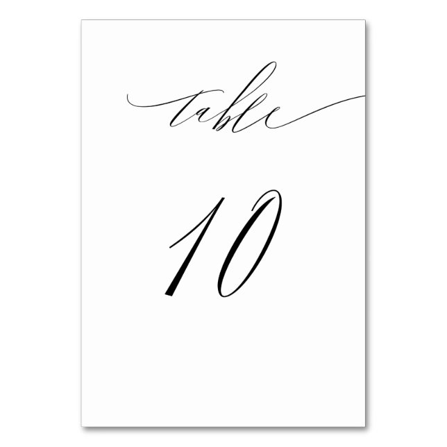Numéro De Table Élégant blanc noir moderne Script No 10 Mariage (Par défaut)