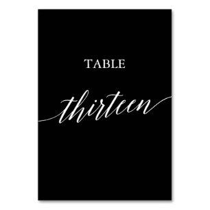 Numéro De Table Élégant blanc sur la calligraphie noire Tableau Tr