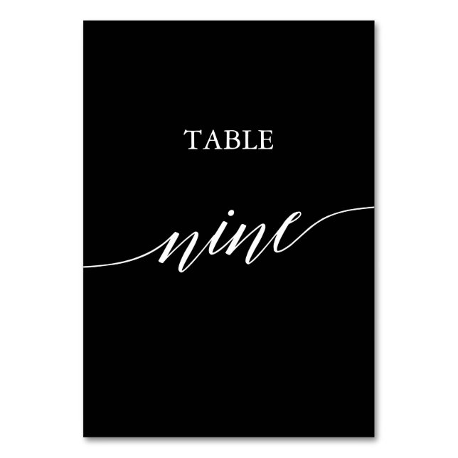 Numéro De Table Élégant blanc sur noir Calligraphie Table Neuf (Par défaut)
