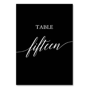 Numéro De Table Elégant blanc sur noir Calligraphie Tableau Quinze