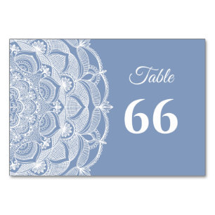 Numéro De Table Elégant bleu poussiéreux en dentelle blanche class