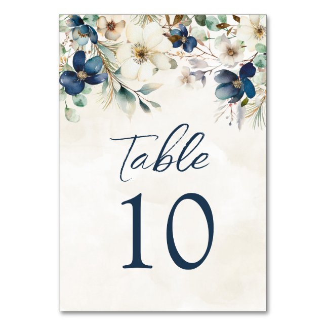 Numéro De Table Elegant Blue Floral Wedding Table Number Cards (Par défaut)
