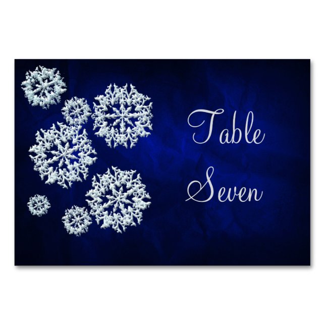 Numéro De Table Elégant Blue Snowflake Mariage d'hiver (Devant)