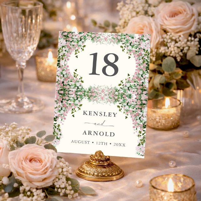 Numéro De Table Elegant Blush Garden Wedding Table Number (Créateur téléchargé)