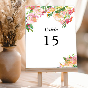 Numéro De Table Élégant Blush Pink Gold Floral