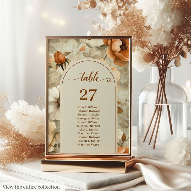 Numéro De Table Élégant Bohème Terracotta Ivoire Sage Floral Maria (Elegant Boho Terracotta Ivory Sage Floral Wedding Table Number

)