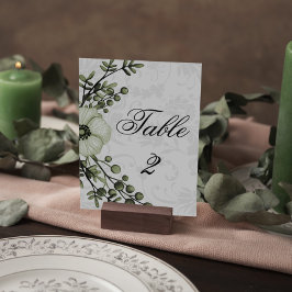 Numéro De Table Elegant Boho Green et Mariage damassé
