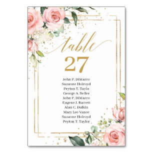 Numéro De Table Elégant boho rose pâle Quinceañera numéros de tabl