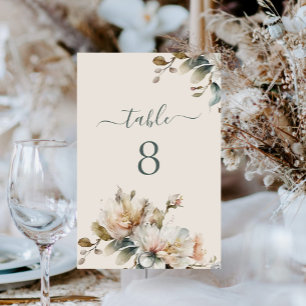 Numéro De Table Elégant Boho Vintage Floral Mariage