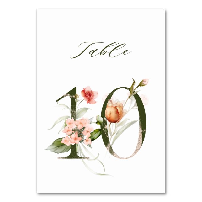 Numéro De Table Élégant Botanique Floral Numéro 10, (Par défaut)