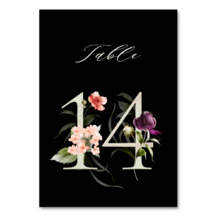 Numéro De Table Élégant Botanique Floral Numéro 14, Noir