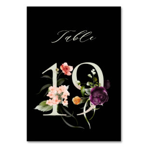 Numéro De Table Élégant Botanique Floral Numéro 19, Noir