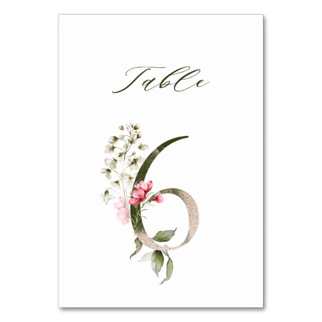 Numéro De Table Élégant Botanique Floral Numéro 6, (Par défaut)