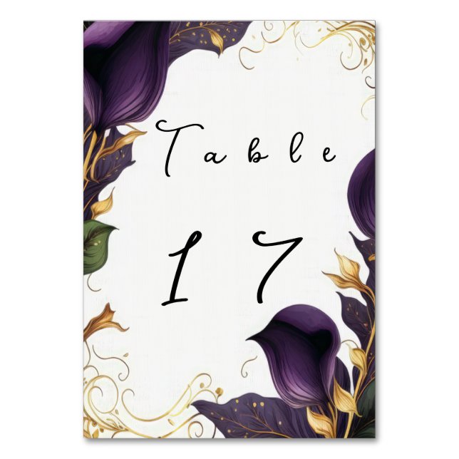 Numéro De Table Elégant cadre Violet Calla Lily (Par défaut)