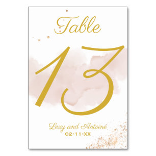 Numéro De Table Elégant Chic Mauve Aquarelle Or Splatter Script
